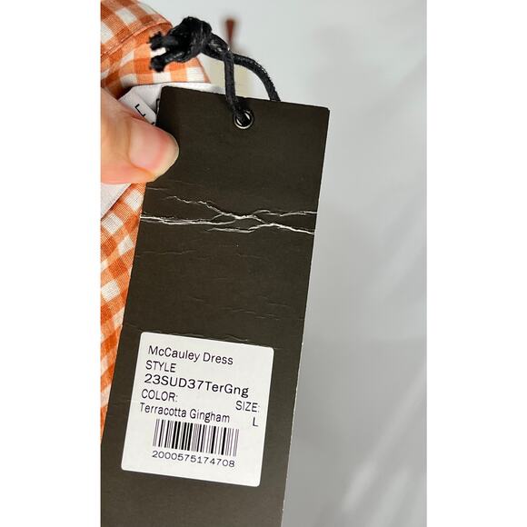 HUNTER BELL Sz L Large Peach Terracotta Gingham Dress McCauley NWT - Picture 15 of 16